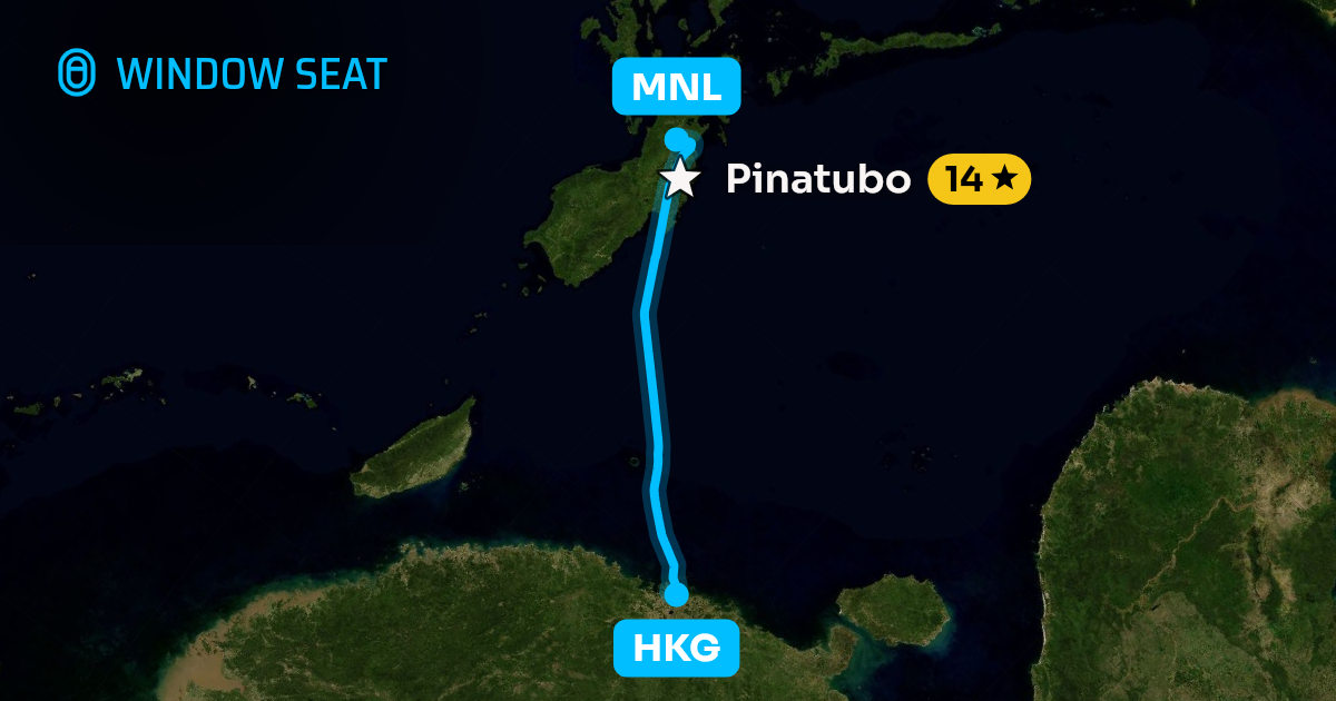 Map of the Hong Kong to Manila flight path with its landmarks on each side