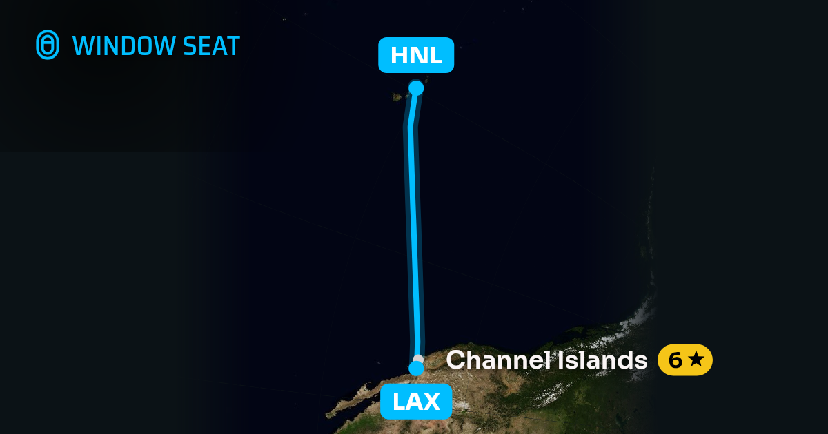 Map of the Los Angeles to Honolulu flight path with its landmarks on each side
