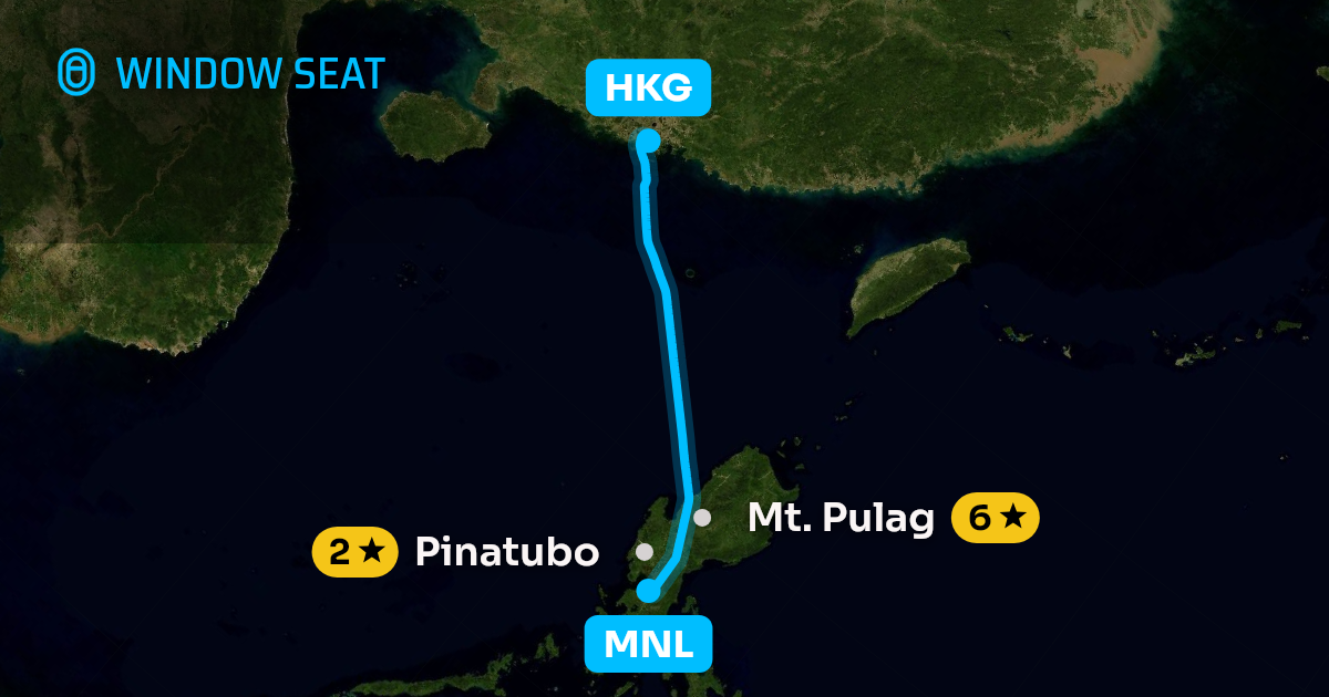 Map of the Manila to Hong Kong flight path with its landmarks on each side